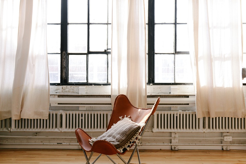 Pillow Chair Windows Radiators Curtains Hardwood